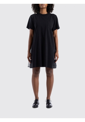 SACAI Short-Sleeved Cotton T-Shirt Mini Dress with a Crew Neckline