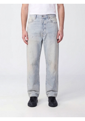 AMIRI Wide Leg Cotton Denim Jeans with Distressed Effect and Mid-Rise Waist
