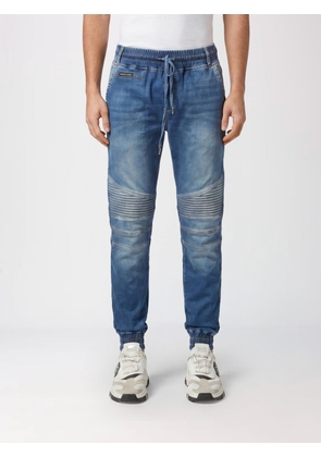PHILIPP PLEIN Slim Fit Skinny Jeans in Cotton Denim with Drawstring Waist