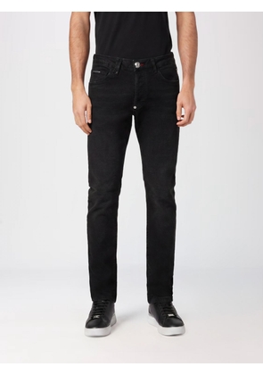 PHILIPP PLEIN Slim Fit Skinny Jeans in Cotton Denim with Metal Logo
