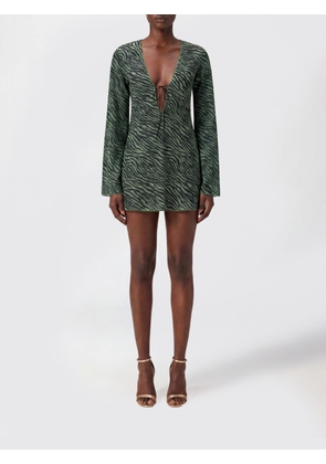OSÉREE Zebra-Print Lurex Mini Caftan with V-Neck