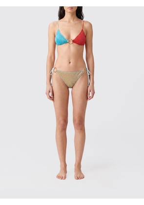 OSÉREE Abstract Print Triangle Bikini in Lurex with Metal Ring