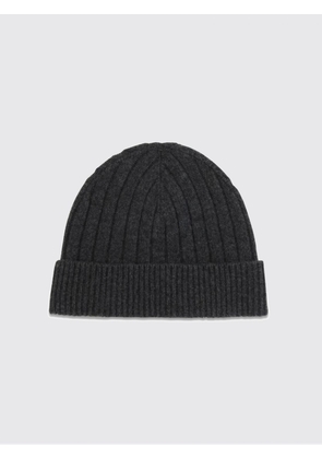 KITON Ribbed Merino Wool Beanie with Jacquard Logo and Cuff