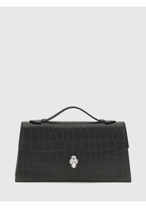 McQueen Croc-Effect Calfskin Handbag Alexander with Skull Embellishment