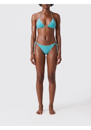 OSÉREE Coral-Coloured Triangle Bikini in Lurex with Beaded Embroidery