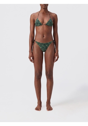 OSÉREE Green Zebra-Print Triangle Bikini in Lurex
