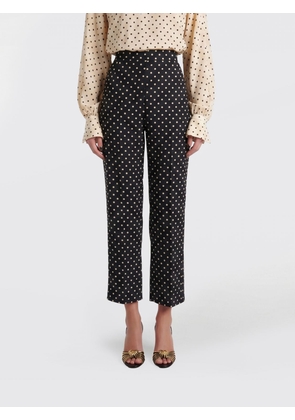 VALENTINO GARAVANI High-Waisted Cropped Silk Trousers with Polka Dot Print