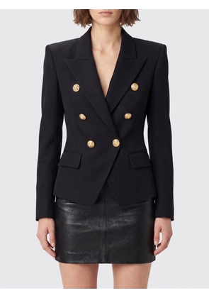 BALMAIN Double-Breasted Wool Blazer with Embossed Buttons and Peak Lapels