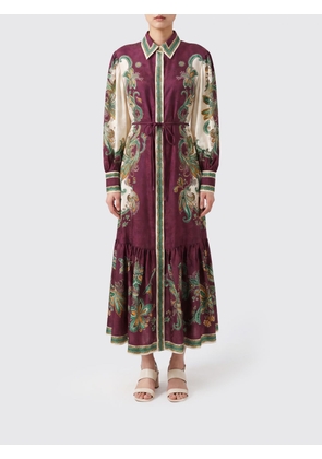 Alemais Long Silk-Blend Shirt Dress with Ethnic Print and Balloon Sleeves
