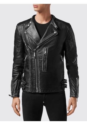 PHILIPP PLEIN Slim Fit Studded Calfskin Biker Jacket