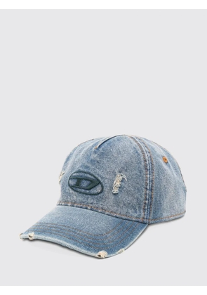 DIESEL Distressed Denim Baseball Cap with Embroidered Oval D Logo