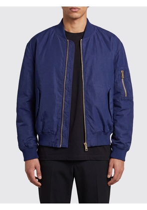 BALMAIN Blue Nylon Bomber Jacket with Zip Closure and Patch Pockets