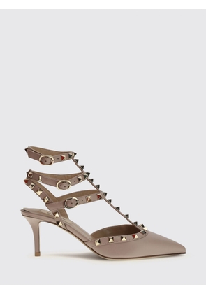 VALENTINO GARAVANI Rockstud Leather Slingback Pumps with Studs and Mid Stiletto Heel