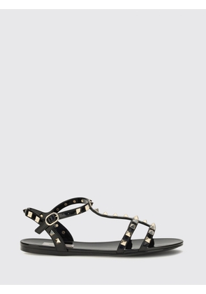 VALENTINO GARAVANI Rockstud Low-Heeled Rubber T-Strap Sandals
