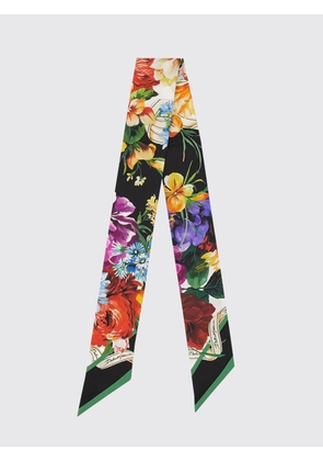 DOLCE & GABBANA Floral Print Silk Twill Bandeau Scarf with Logo