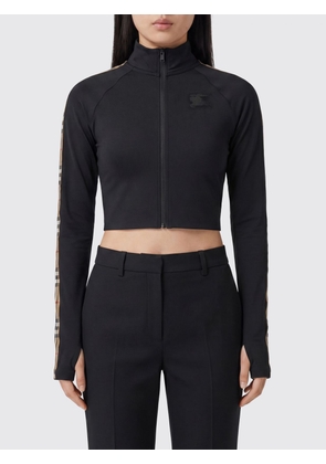 BURBERRY Cropped Slim Fit Technical Jersey Sweatshirt with High Neck and Zip Closure