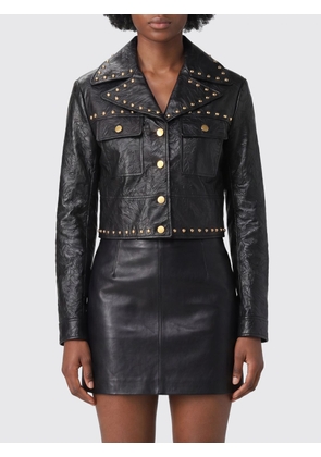 Michael Kors Cropped Studded Faux Leather Biker Jacket