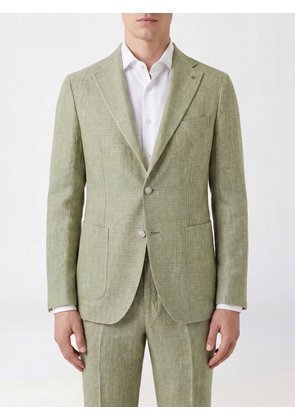TAGLIATORE Single-Breasted Blazer in Linen and Cotton with Peak Lapels