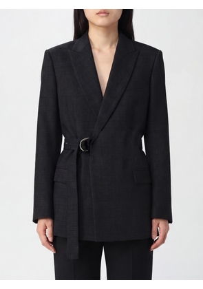 LOEWE Prince of Wales Wool Double-Breasted Blazer with Wrap Closure