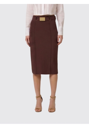 ELISABETTA FRANCHI Monogram Print Crêpe Midi Pencil Skirt with High Waist