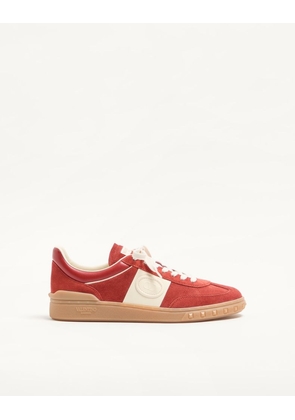 Valentino Garavani Upvillage Low Top Trainer In Split Leather And Calfskin Nappa Leather Man RED/IVORY 39