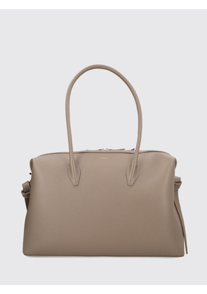 YUZEFI Brioche Large Grained Leather Shoulder Bag with Double Zip