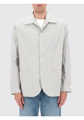JACQUEMUS Boutis Striped Cotton Poplin Short Jacket with Cuban Collar