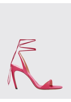THE ATTICO Ora Leather Mule Sandals with Curved High Heel and Ankle Ties