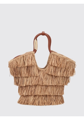 ZIMMERMANN Goldentime Embroidered Raffia Handbag with Shoulder Strap