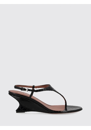 PARIS TEXAS Nina Python-Effect Leather Wedge Sandals with Ankle Strap
