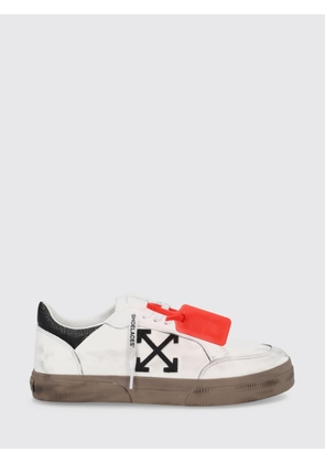 Off-White Vulcanized Low-Top Sneakers in Crackled Leather with Side Arrow Logo