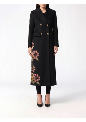 PHILIPP PLEIN Fairy Double-Breasted Long Wool-Blend Coat with Rhinestones and Lapels