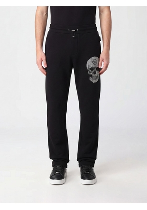 PHILIPP PLEIN Jersey Jogging Trousers with Skull Print and Rhinestone Logo