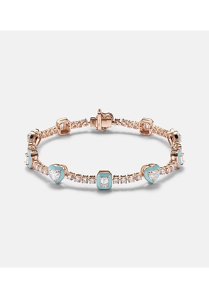 Kamyen 18kt rose gold and enamel bracelet with diamonds