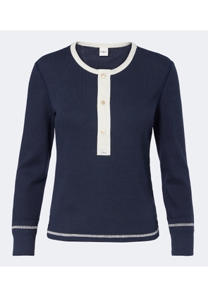 Chloe Ribbed-knit cotton jersey Henley shirt