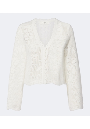 Chloe Pointelle scalloped cotton cardigan