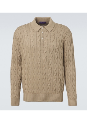 Ralph Lauren Purple Label Cable-knit cotton and silk polo sweater