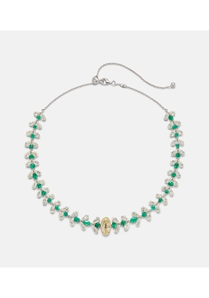 Kamyen 18kt white gold necklace with emeralds