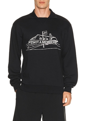 LEND Not A Member Collared Crew in Black - Black. Size S (also in M, L, XL/1X).