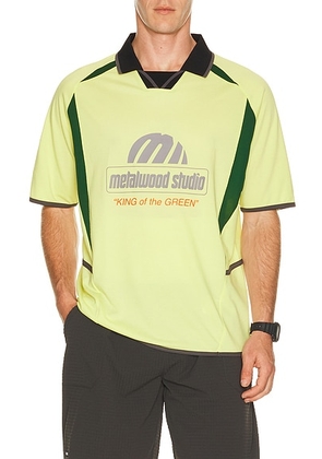 Metalwood Studio King Of The Greens Jersey Polo in Flash - Yellow. Size L (also in S, M, XL/1X).