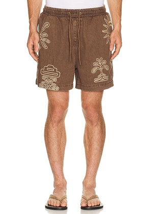 Agua Bendita Cece Shorts in Brown - Brown. Size 32 (also in 30, 34, 36, 38).