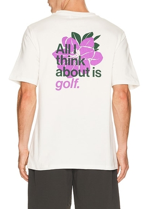LEND All I Think About Is Golf Tee in Off White - White. Size L (also in S, M, XL/1X).