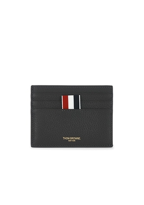 Thom Browne Soft Pebble Grain Leather Card Holder in Dark Grey - Grey. Size all.