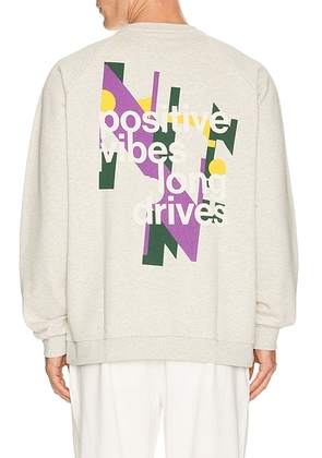 LEND Positive Vibes Sweat Crew in Light Grey Htr - Grey. Size L (also in S, M, XL/1X).