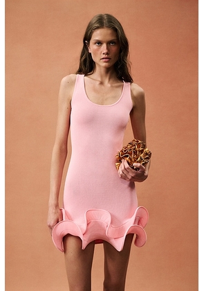 SAME for FWRD Double Ruffle Mini Dress in Flushing Pink - Pink. Size L (also in S, XS, M, XL).