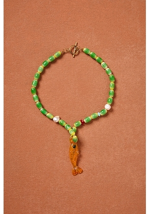 SUPLAIS for FWRD Piscis Necklace in Orange & Glass - Green. Size all.