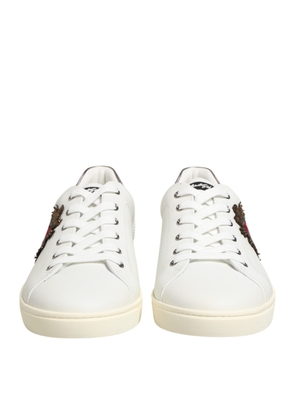 Dolce & Gabbana White Leather Heart Embellished Sneakers Shoes - EU41/US8