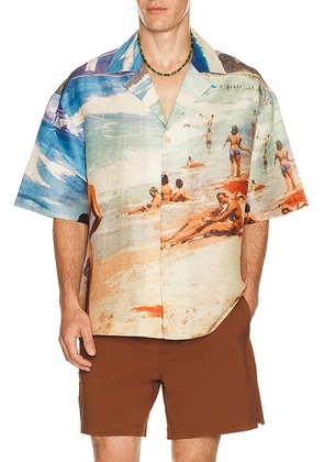 Cult Gaia Ipanema Shirt in Rio Beach Print - Multi. Size XL/1X (also in S, M, L).