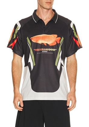 Metalwood Studio Arowana Sport Polo in Black - Black. Size XL/1X (also in S, M, L).