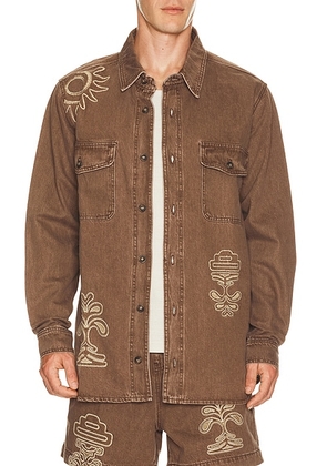 Agua Bendita Ethan Shirt in Brown - Brown. Size M (also in L).